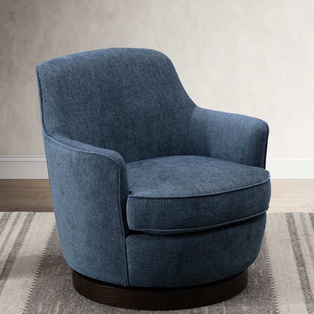 Richfield Cadet Blue Wood Base Swivel Chair Blue Foam Polyester