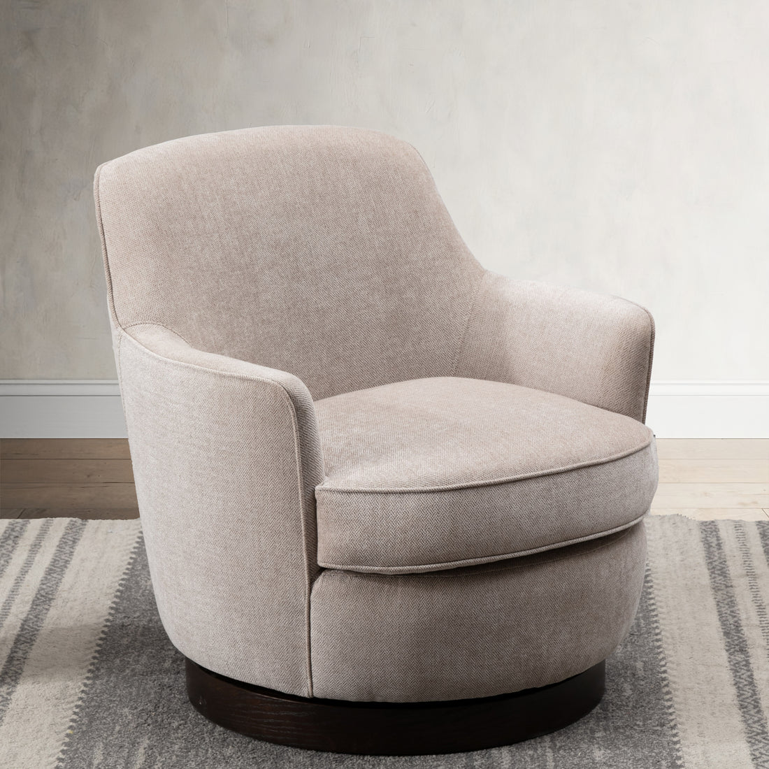 Richfield Oatmeal Wood Base Swivel Chair Natural Foam Polyester