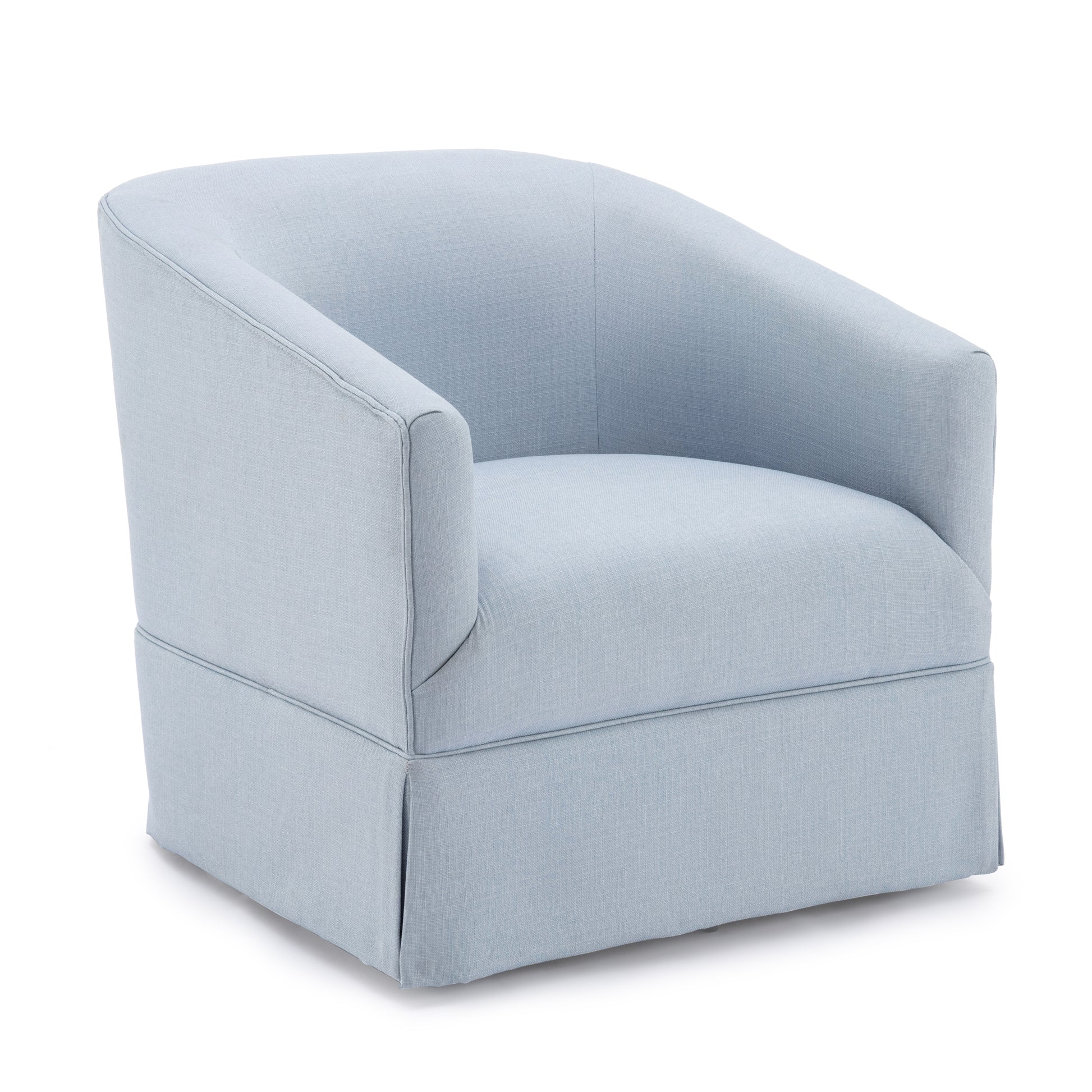 Earl Sky Blue Skirted Swivel Chair Light Blue Foam Polyester