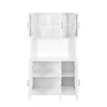 Large Kitchen Pantry Storage Cabinet With Glass Doors, Drawers & Open Shelves, Freestanding Kitchen Cupboard Buffet Cabinet For Living Room White Mdf