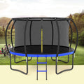 14Ft Outdoor Big Trampoline With Inner Safety Enclosure Net, Ladder, Pvc Spring Cover Padding, For Kids, Black&Blue Color Black Blue Metal