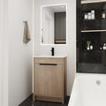 Freestanding Bathroom Vanity with White Ceramic Sink & plain light
