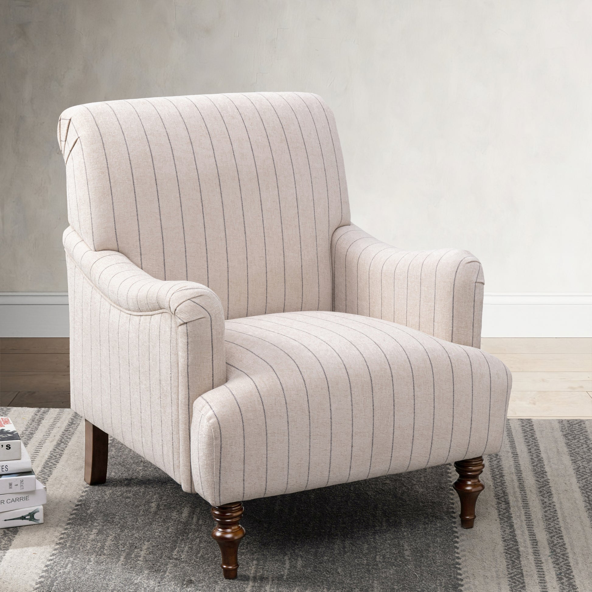 Sylvia Sea Oat Striped Arm Chair Natural Foam Polyester