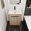 Freestanding Bathroom Vanity with White Ceramic Sink & plain light