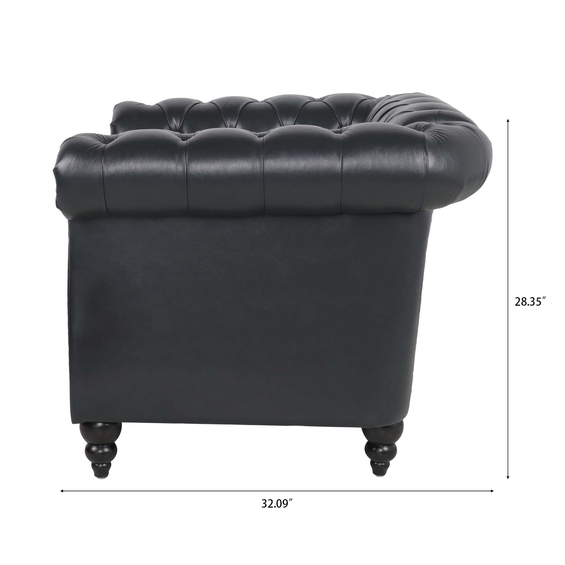 1 Seater Sofa For Living Room Black Pu