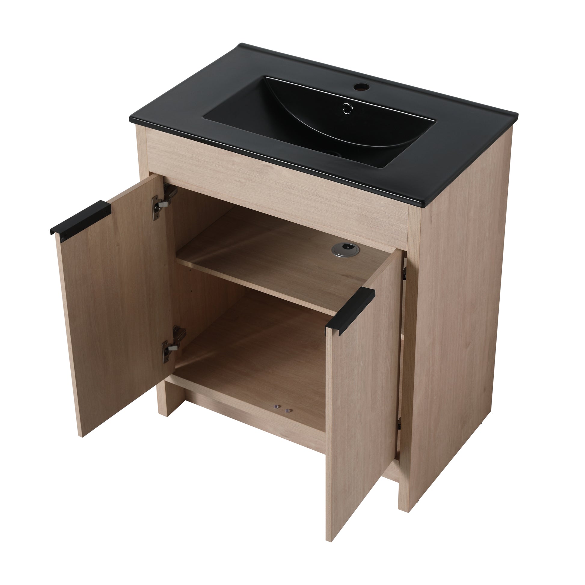 30 Inch Freestanding Bathroom Vanity with Black plain light