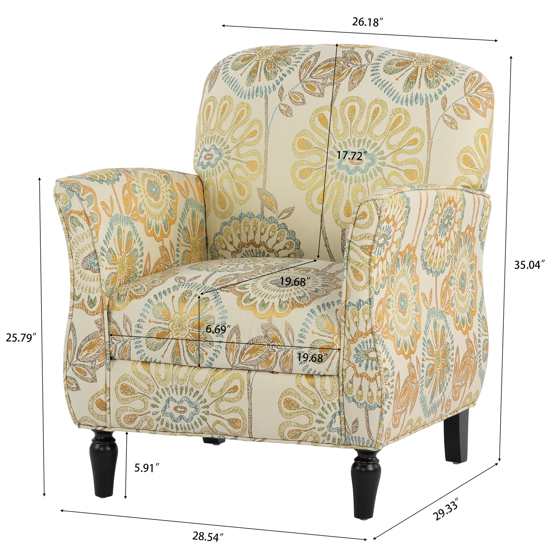 Accent Chairs For Living Room Beige Yellow Fabric