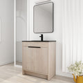 30 Inch Freestanding Bathroom Vanity With Black Ceramic Sink & 2 Soft Close Cabinet Doors Bvb02430Plo Bl9075Bk ,W1286S00019 Plain Light Oak 2 Bathroom Freestanding Modern Plywood