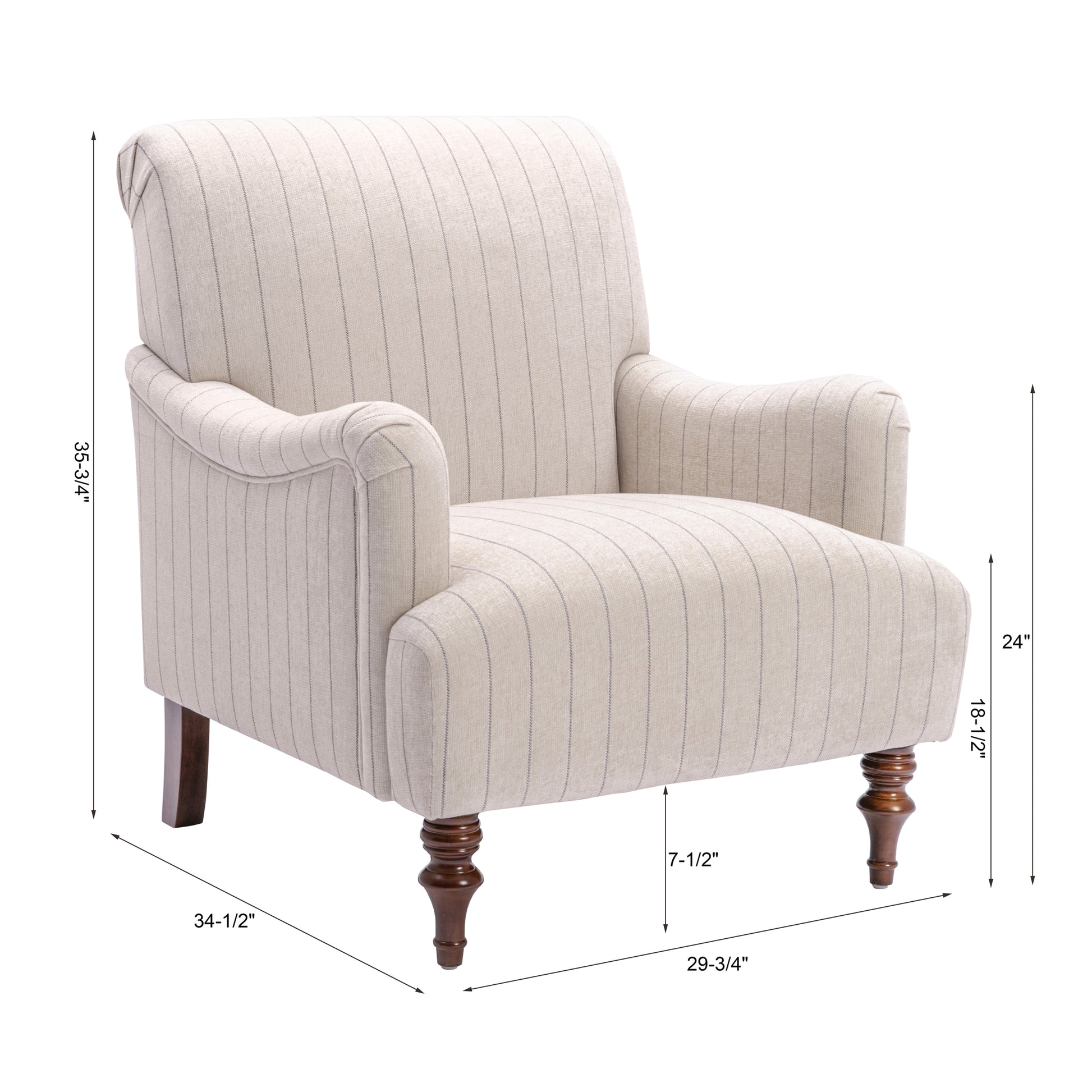 Sylvia Sea Oat Striped Arm Chair Natural Foam Polyester