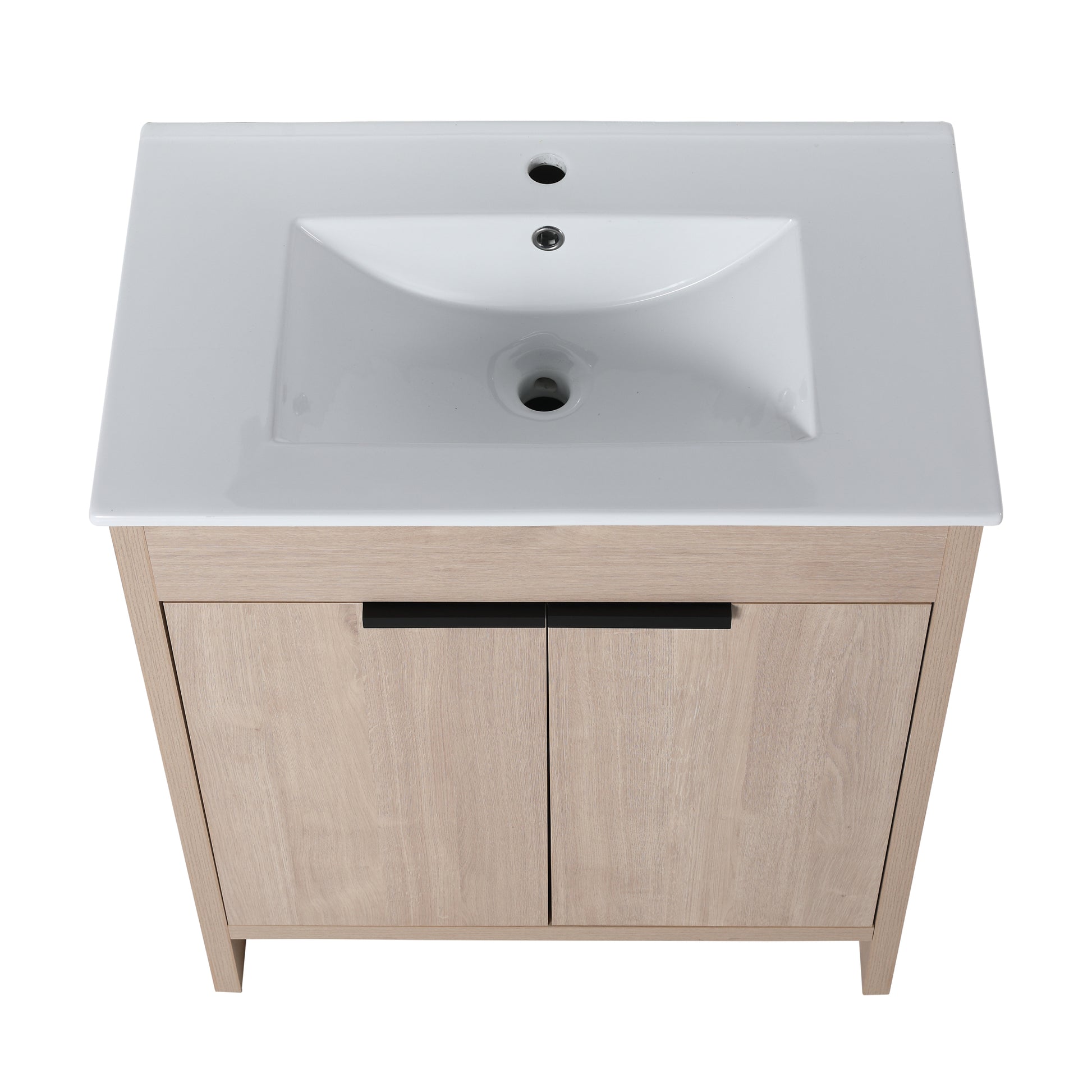 30 Inch Freestanding Bathroom Vanity with White plain light