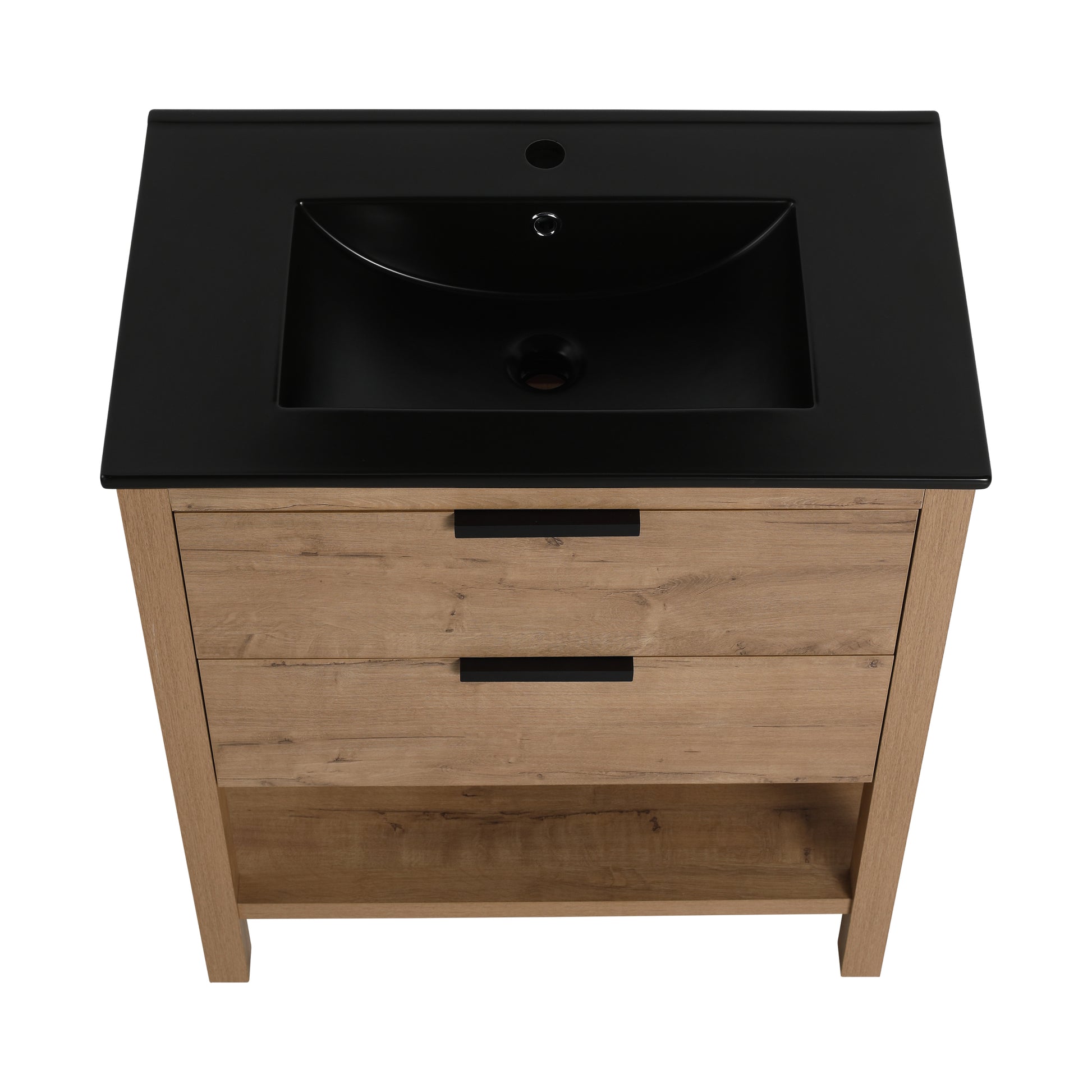 30 Inch Bathroom Vanity Plywood With 2 Drawers Bvb01030Imo Bl9075Bk 2 Imitative Oak 1 Bathroom Freestanding Modern Plywood