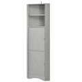 Tall Bathroom Corner Cabinet, Freestanding Storage Cabinet With Doors And Adjustable Shelves, Mdf Board, Gray Gray Mdf