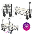 Yssoa Extended Folding Utility Wagon, 330Lbs Heavy Loaded Collapsible Garden Cart With Anti Slip Wheels, Adjustable Handle And Side Pockets, Large, White, X Large White Aluminium Alloy