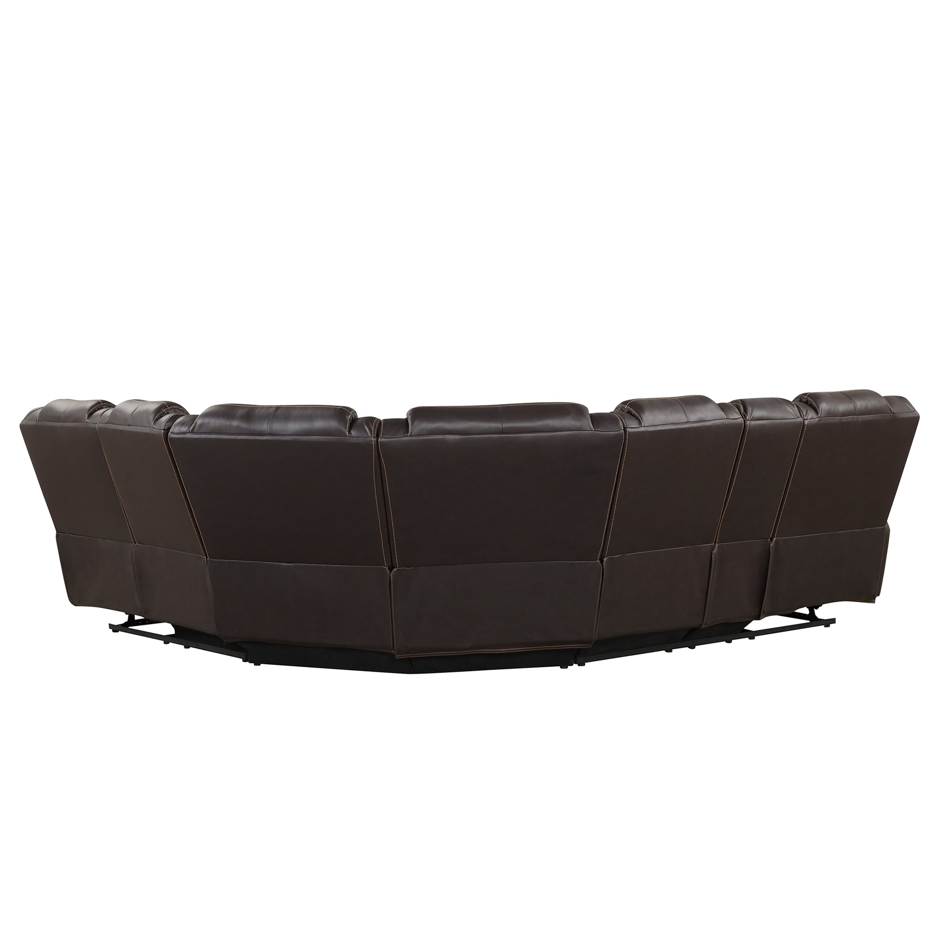 Modern Faux Leather Manual Reclining With Center Console And Led Light Strip,Living Room Furniture Set,Pu Symmetrical Couch With 2 Cup Holders And Storage For Living Room,Brown Brown Foam Pu Leather