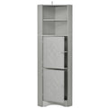 Tall Bathroom Corner Cabinet, Freestanding Storage Cabinet With Doors And Adjustable Shelves, Mdf Board, Gray Gray Mdf