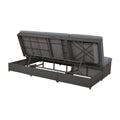 Outdoor Double Sunbed, Wicker Rattan Patio Reclining Chairs With Adjustable Backrest And Seat, Conversational Set For 2 Person, Gray Yes Complete Patio Set Gray Water Resistant Frame Water Resistant Cushion Garden & Outdoor Casual Sofa Seating Groups