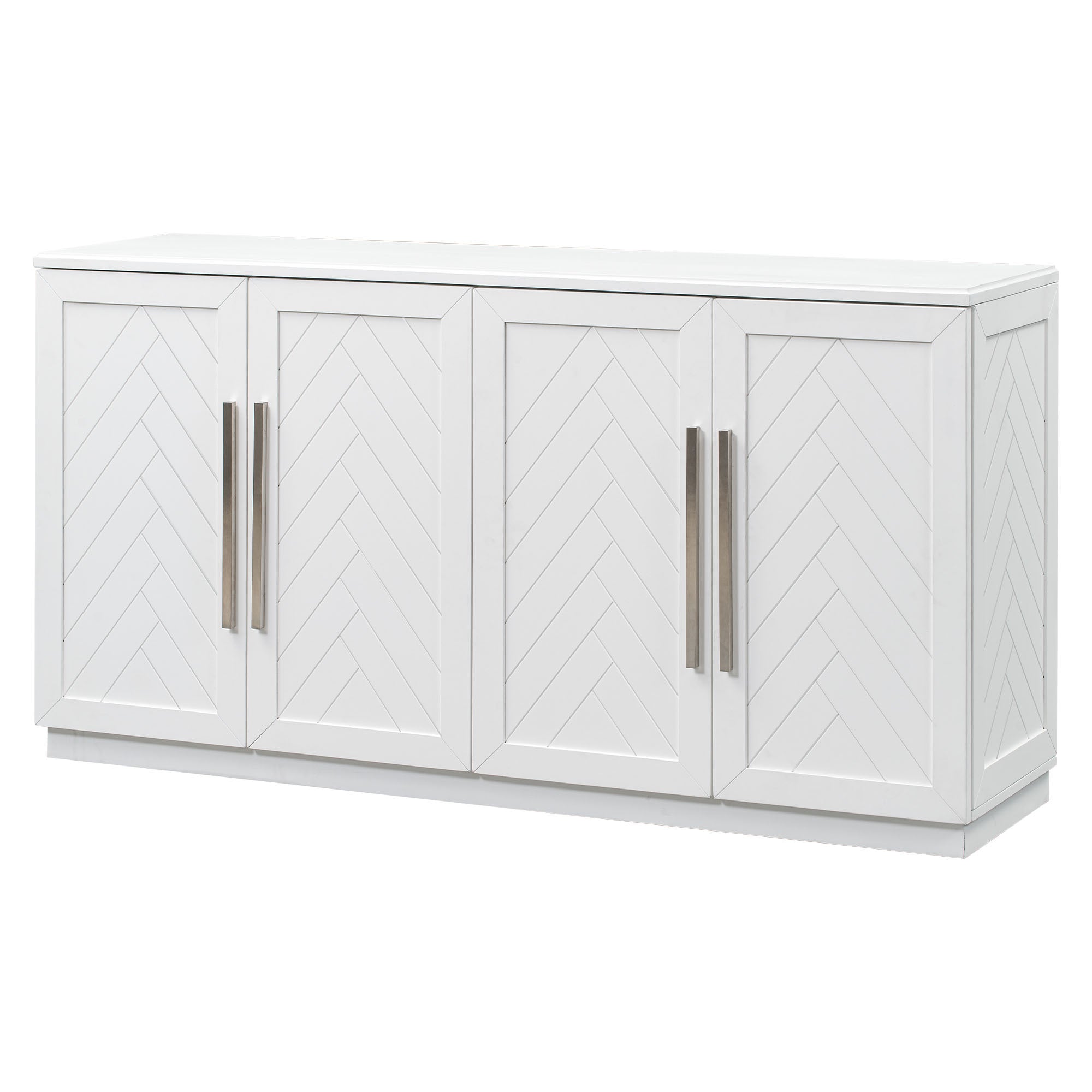 Sideboard with 4 Doors Large Storage Space white-solid wood+mdf