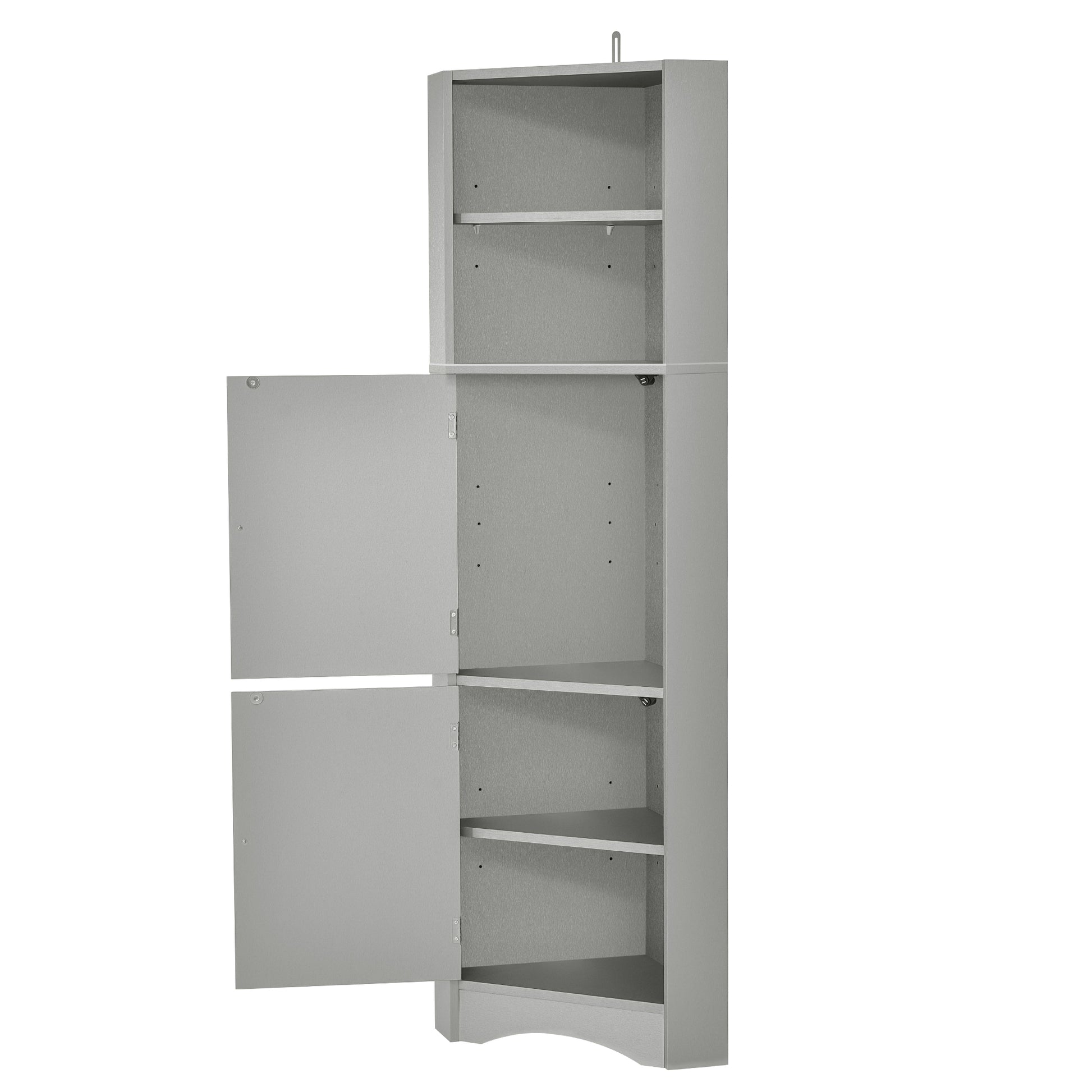 Tall Bathroom Corner Cabinet, Freestanding Storage Cabinet With Doors And Adjustable Shelves, Mdf Board, Gray Gray Mdf