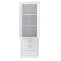 Tall Storage Cabinet With Three Drawers For Bathroom Office, White White Mdf