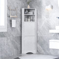 Tall Bathroom Corner Cabinet, Freestanding Storage Cabinet With Doors And Adjustable Shelves, Mdf Board, White White Mdf