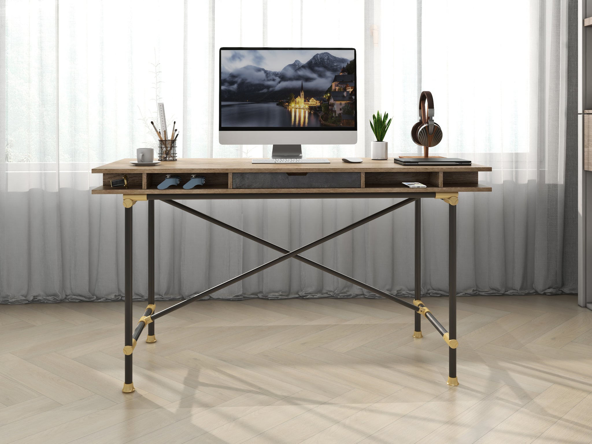 Ld 06c Table Tobacco Wood Office Table fot Home