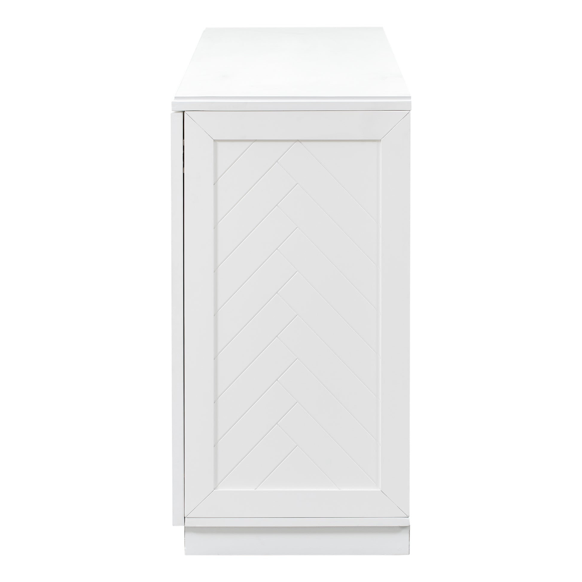 Sideboard With 4 Doors Large Storage Space Buffet Cabinet With Adjustable Shelves And Silver Handles For Kitchen, Dining Room, Living Room White White Solid Wood Mdf