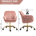 360 Pink Velvet Swivel Chair With High Back, Adjustable Working Chair With Golden Color Base Pink Velvet