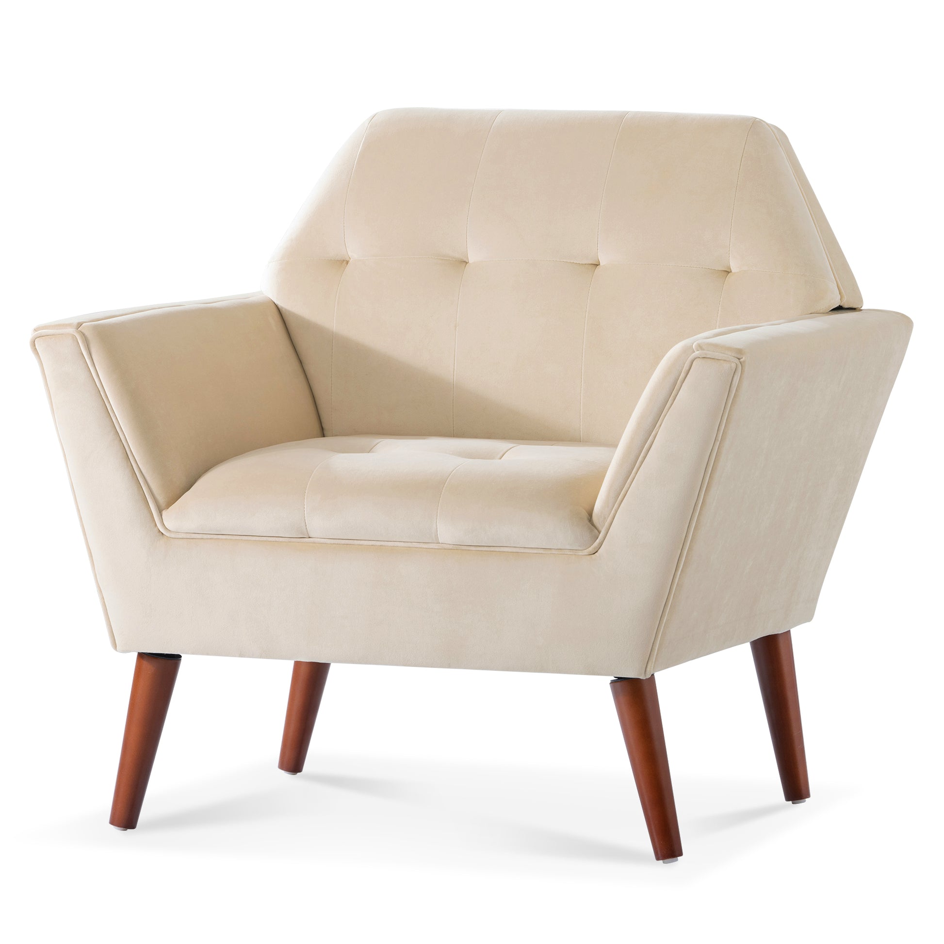 32" Wide Tufted Armchair Beige Fabric Polyester