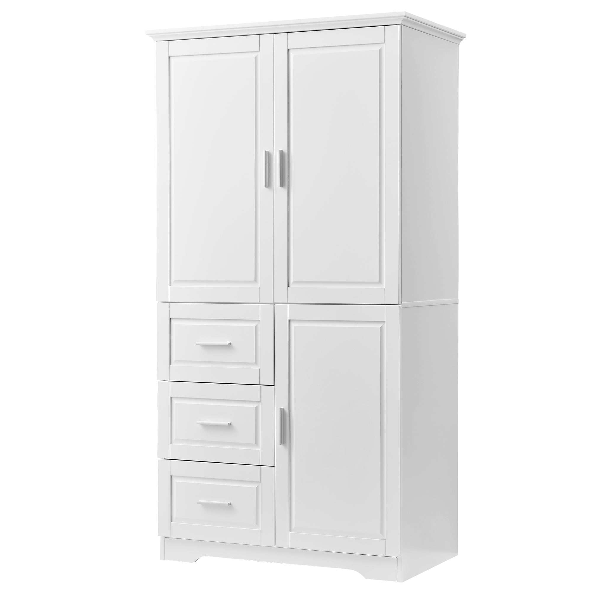 Tall and Wide Storage Cabinet with Doors for Bathroom white-mdf