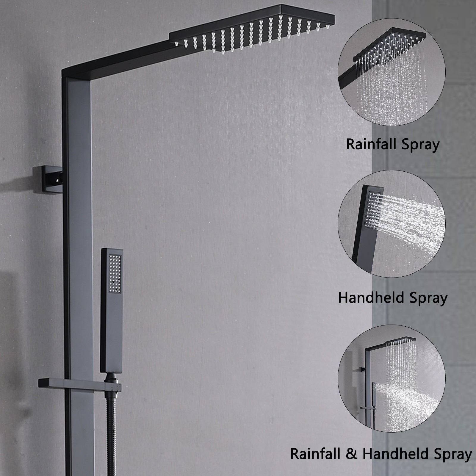 Matte Black Wall Mounted Shower Combo Set With Shower Head And Handheld Shower Matte Black Brass