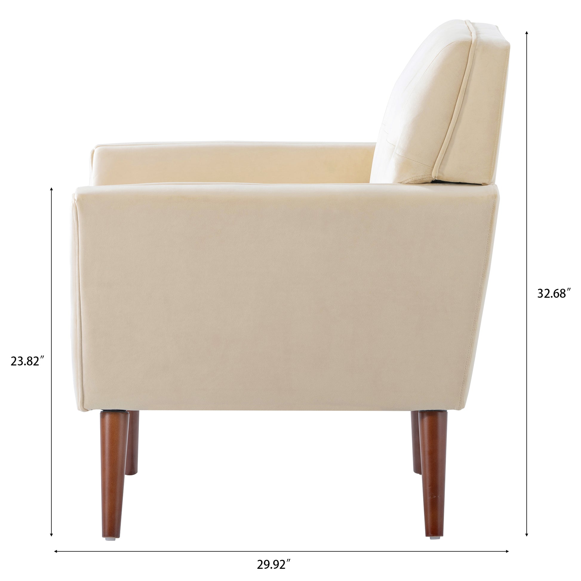 32" Wide Tufted Armchair Beige Fabric Polyester