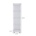 Lighted 4 Shelves Glass Cabinet Glass Display Cabinet With One Door, White White Glass