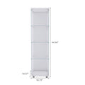 4 Shelves Glass Cabinet Glass Display Cabinet With One Door, White White Glass