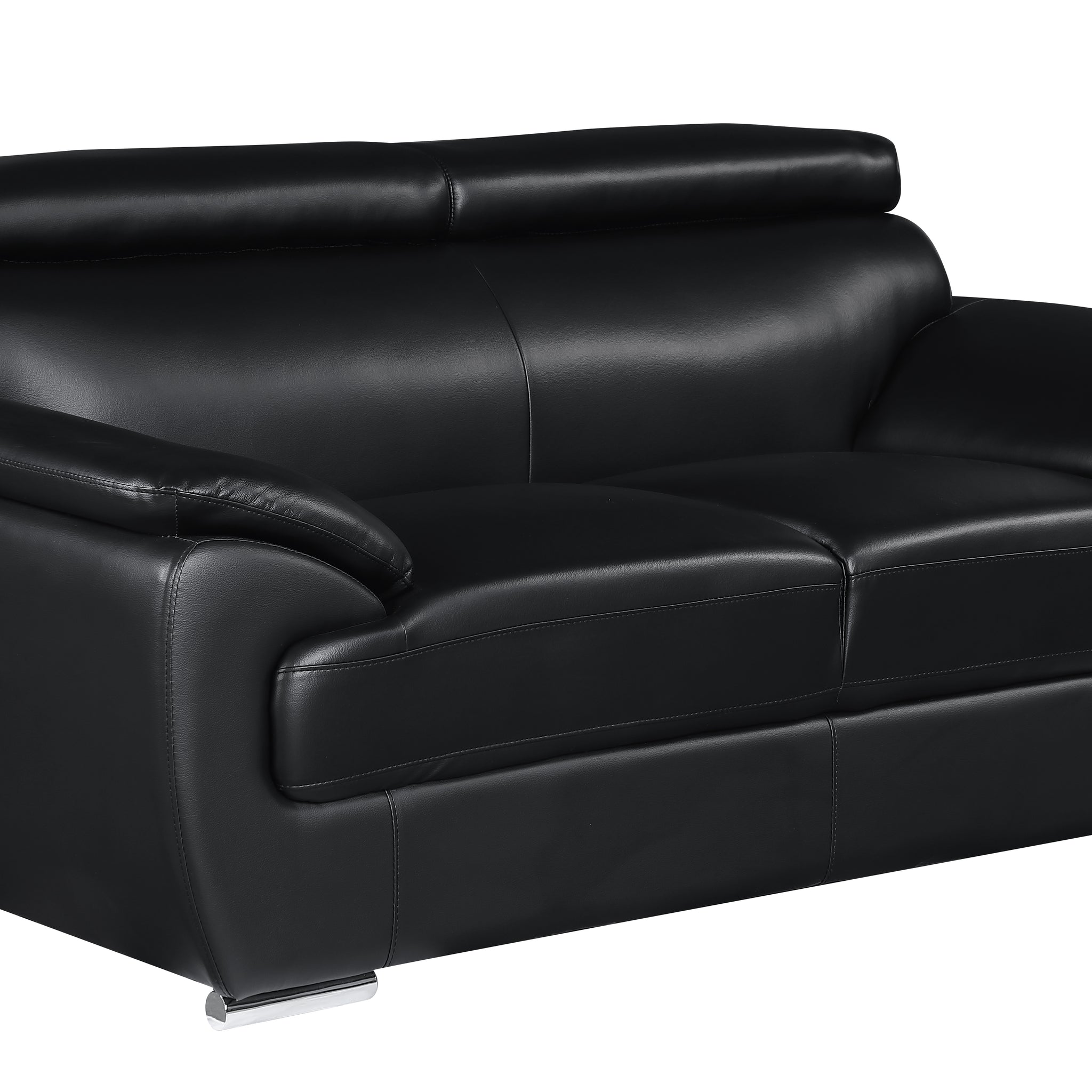 Genuine Leather Loveseat Black Foam Leather