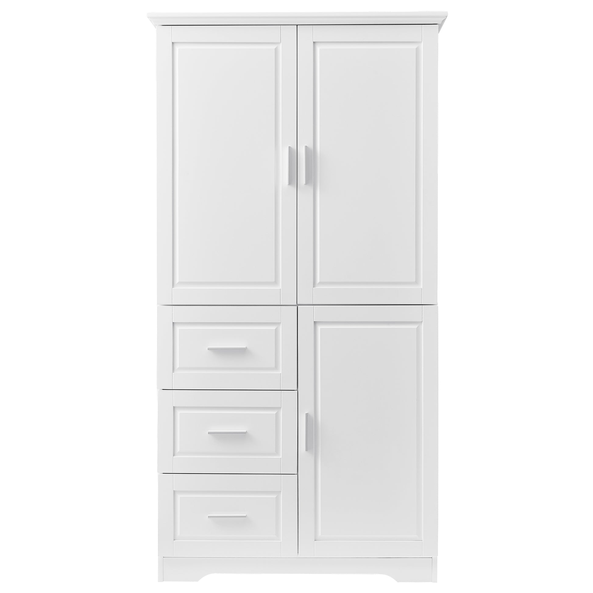 Tall and Wide Storage Cabinet with Doors for Bathroom white-mdf