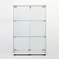 Two Door Glass Cabinet Glass Display Cabinet With 3 Shelves, White White Glass