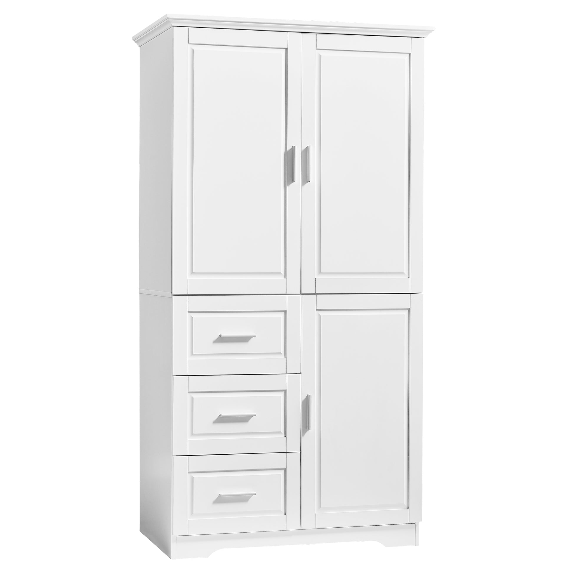 Tall and Wide Storage Cabinet with Doors for Bathroom white-mdf