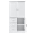 Tall and Wide Storage Cabinet with Doors for Bathroom white-mdf