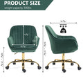 360 Green Velvet Swivel Chair With High Back, Adjustable Working Chair With Golden Color Base Green Velvet