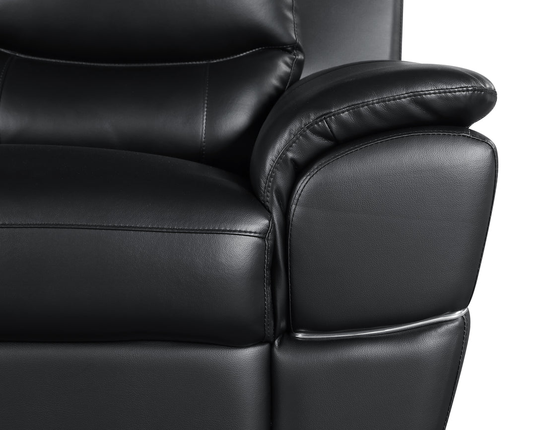 Genuine Leather Loveseat Black Foam Leather