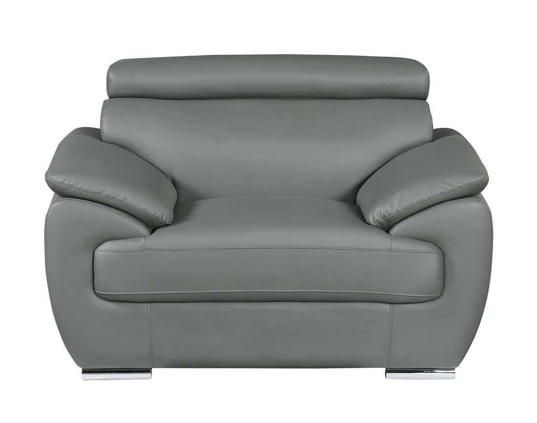 Genuine Leather Chair Gray Foam Leather