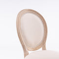 French Style Solid Wood Frame Linen Fabric Oval Back Dining Chair,Set Of 2,Cream Beige Foam Solid Wood