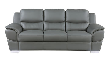 Genuine Leather Sofa Gray Foam Leather