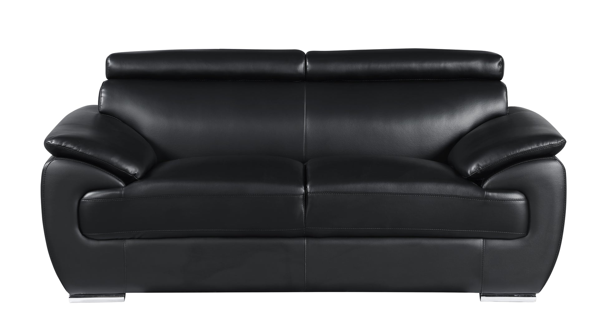 Genuine Leather Loveseat Black Foam Leather