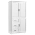 Tall and Wide Storage Cabinet with Doors for Bathroom white-mdf