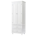 Tall Storage Cabinet With Two Drawers For Bathroom Office, White White Mdf