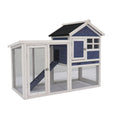 Deluxe Wooden Chicken Coop Hen House Rabbit Wood Hutch Poultry Cage Habitat Blue Solid Wood