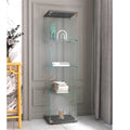 4 Shelves Glass Cabinet Glass Display Cabinet With One Door, Black Black Glass