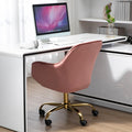 360 Pink Velvet Swivel Chair With High Back, Adjustable Working Chair With Golden Color Base Pink Velvet