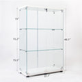 Two Door Glass Cabinet Glass Display Cabinet With 3 Shelves, White White Glass